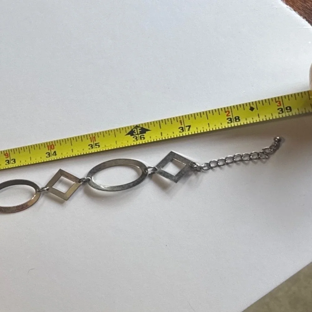 Geometric Chain Belt Womens OS Silver Good Adjustable Y2K‎ Boho Metal
